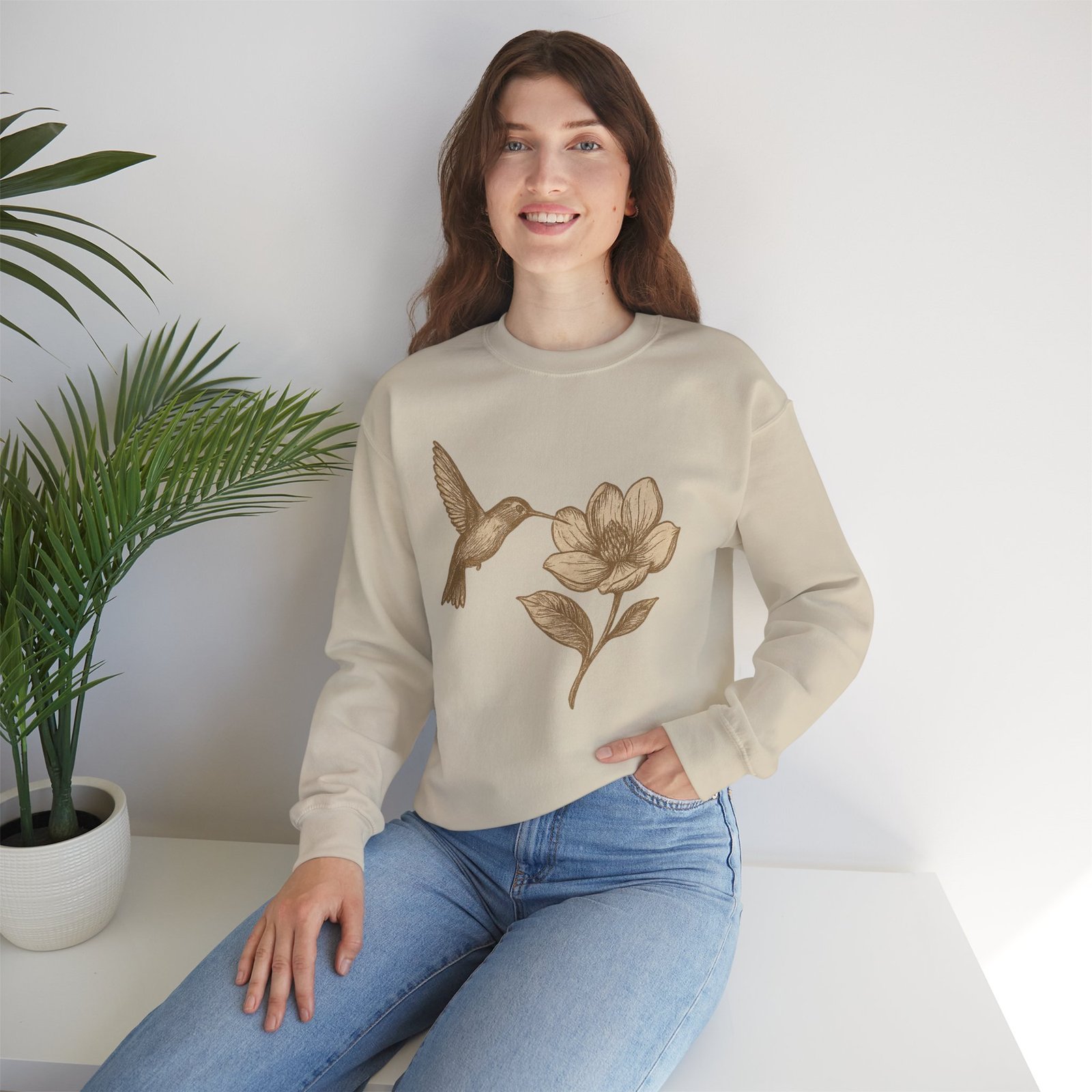 Floral Hummingbird Crewneck Sweatshirt - Image 6