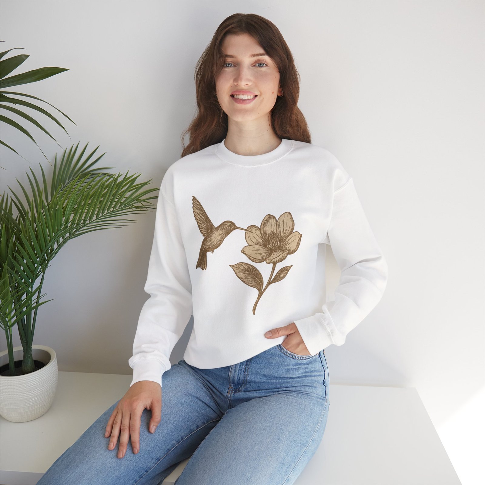 Floral Hummingbird Crewneck Sweatshirt - Image 2