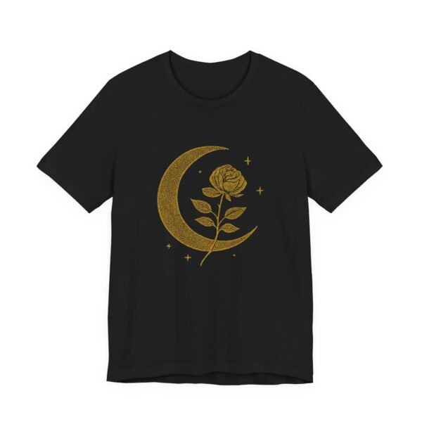 Gold Crescent Moon Rose T‑Shirt